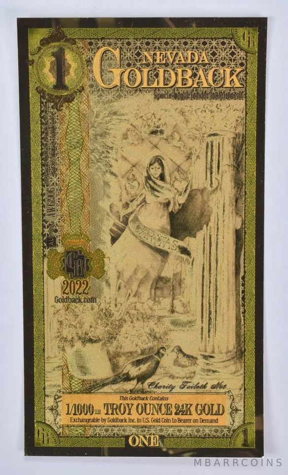 2022 1/1000th Troy Oz Gold 1 Nevada Goldback