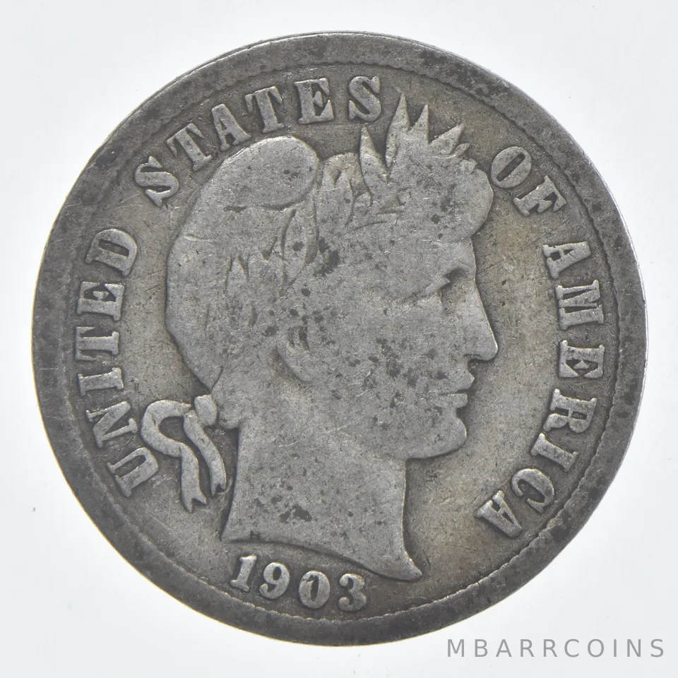 1903 (P) Barber Dime 90% Silver VG Condition