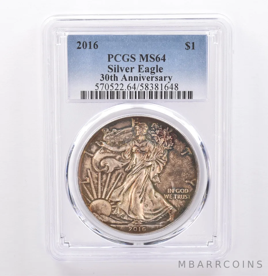 2016 American Silver Eagle MS64 PCGS Beautiful Tone *9268