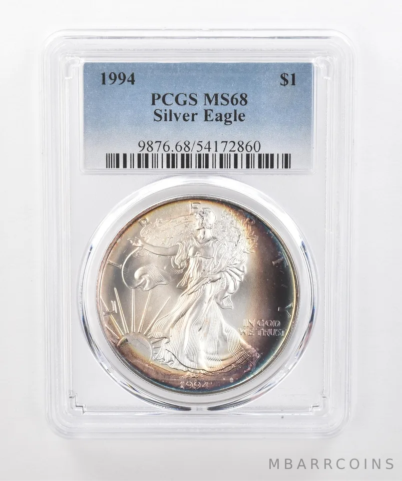 1994 American Silver Eagle MS68 PCGS Beautiful Tone *1514