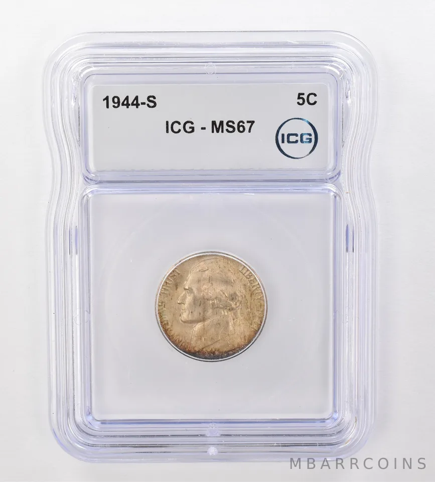 1944-S Jefferson Nickel MS67 ICG Beautiful Tone *0895
