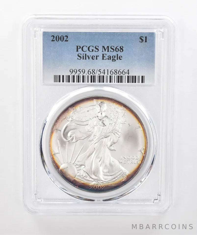 2002 American Silver Eagle MS68 PCGS Beautiful Tone *1511