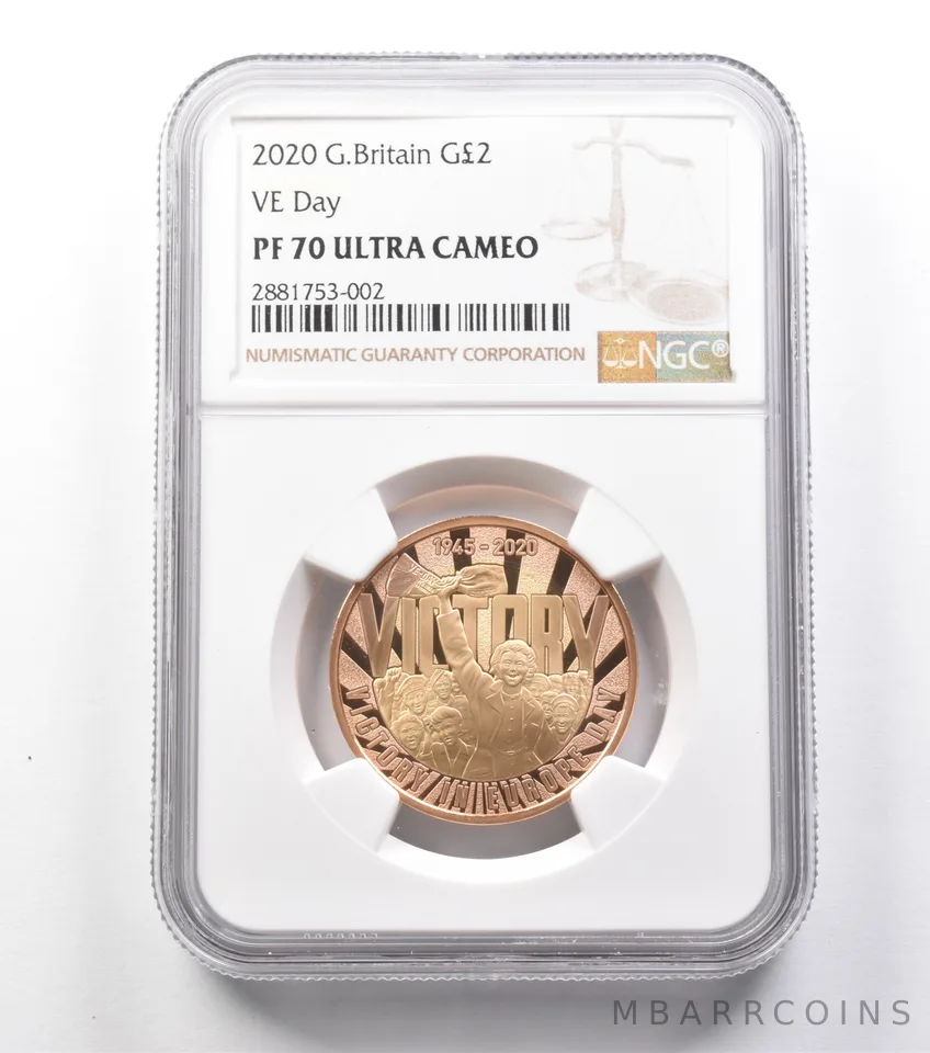 2020 Great Britain 2 Pounds Gold VE Day PF70 UCAM NGC a9877