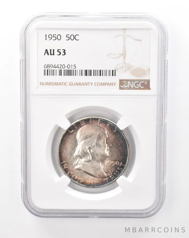 1950 Franklin Half Dollar AU53 NGC Beautiful Tone *5561