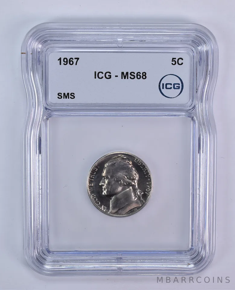 1967 Jefferson Nickel SMS MS68 ICG