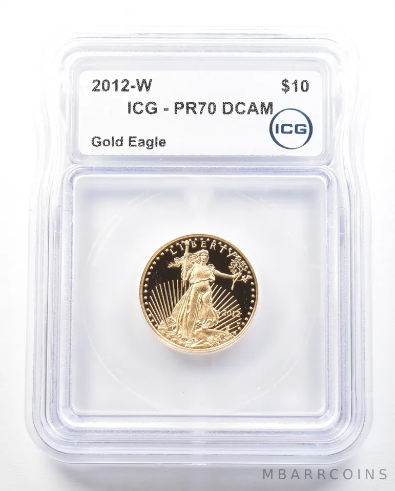 2012-W $10 American Gold Eagle 1/4 Oz Gold PR70 DCAM ICG