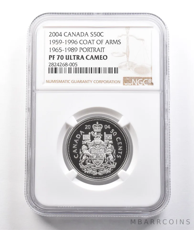 2004 Canada 50 Cents Silver 1959-1996 Coat Arms Portrait PF70 NGC *3780