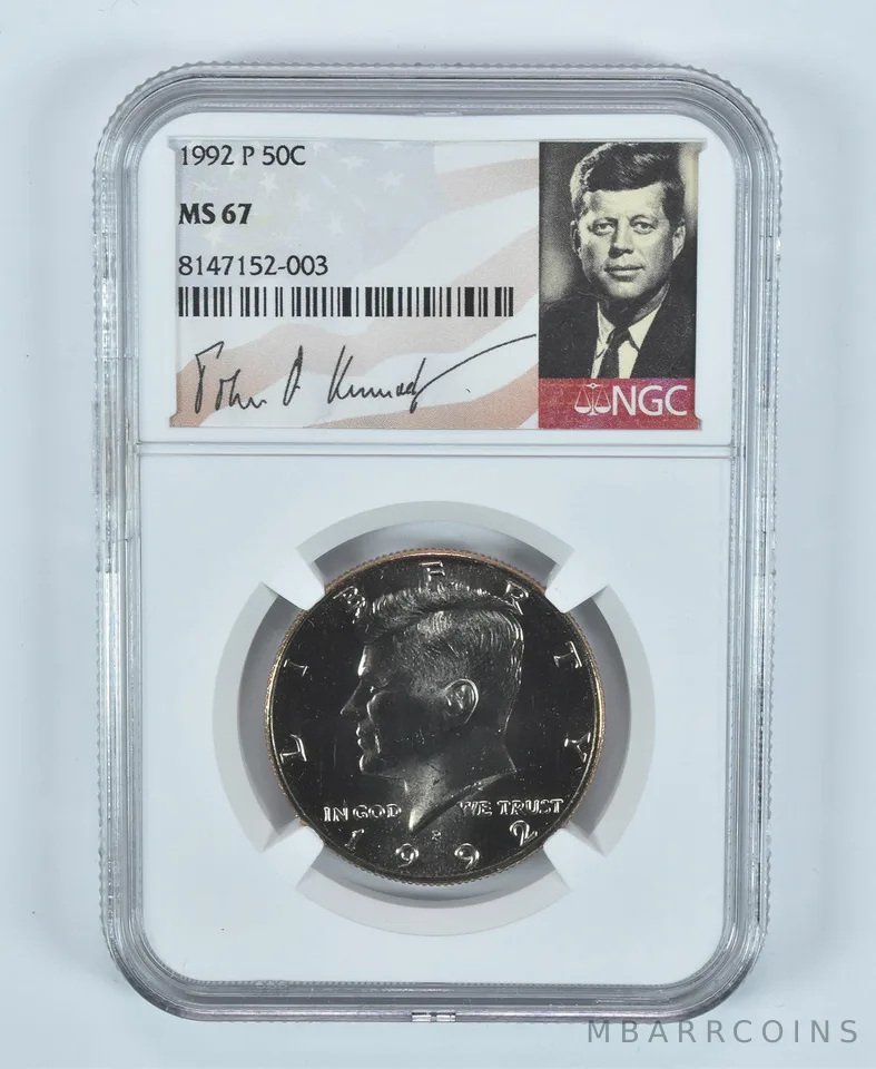 1992-P Kennedy Half Dollar MS67 NGC Special Label