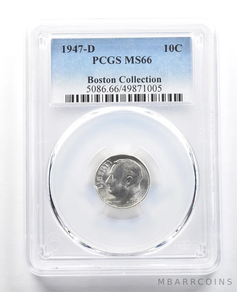1947-D Roosevelt Dime Boston Collection MS66 PCGS *4725