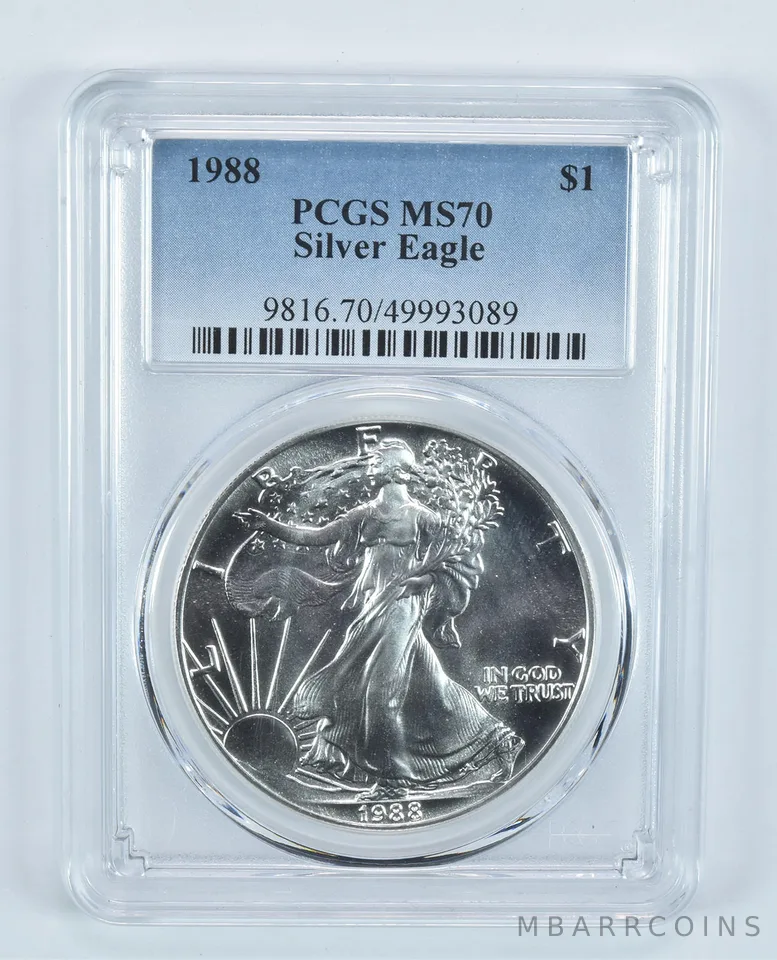 1988 American Silver Eagle MS70 PCGS Blue Label
