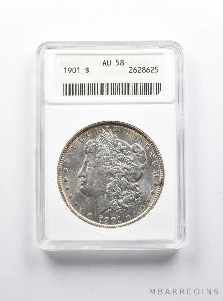 AU58 1901 Morgan Silver Dollar ANACS *1143