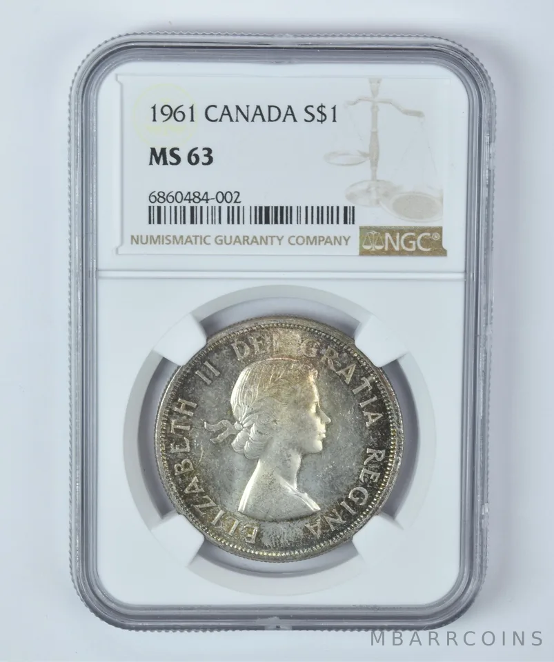 MS63 1961 Canada 1 Dollar Silver NGC Beautifully Toned *3597
