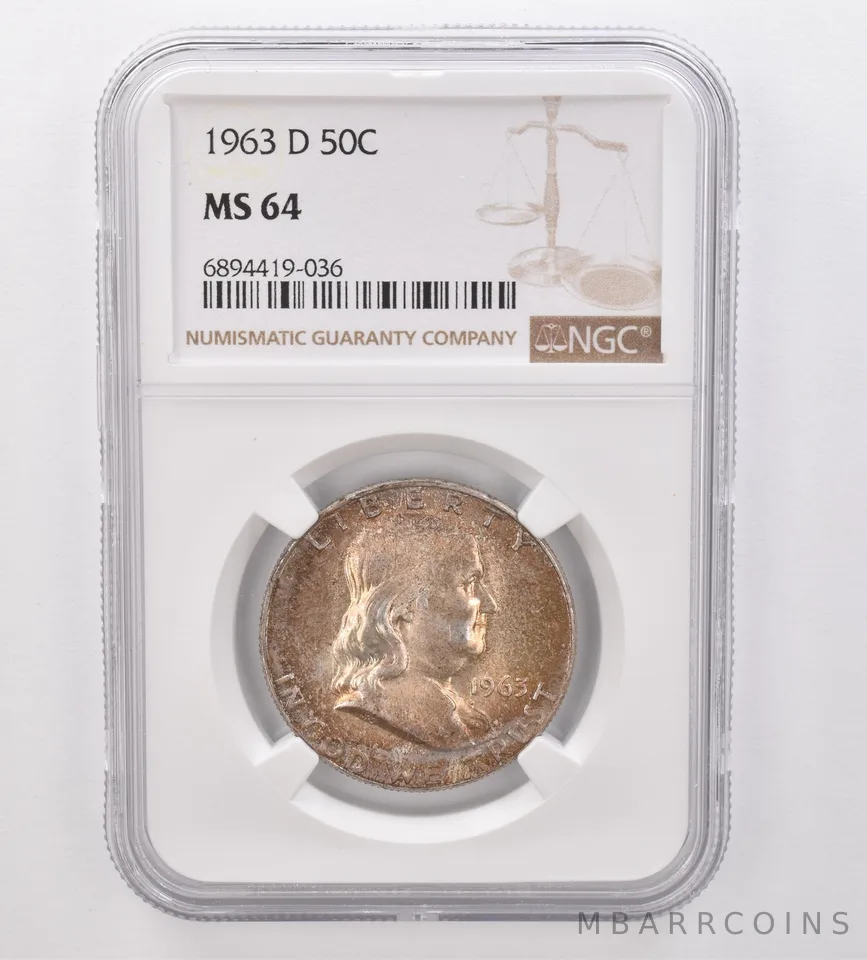 1963-D Franklin Half Dollar MS64 NGC Beautiful Tone *9886