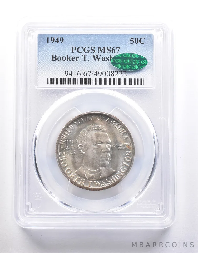 1949 Booker T Washington Commemorative Half Dollar MS67 PCGS CAC a6673