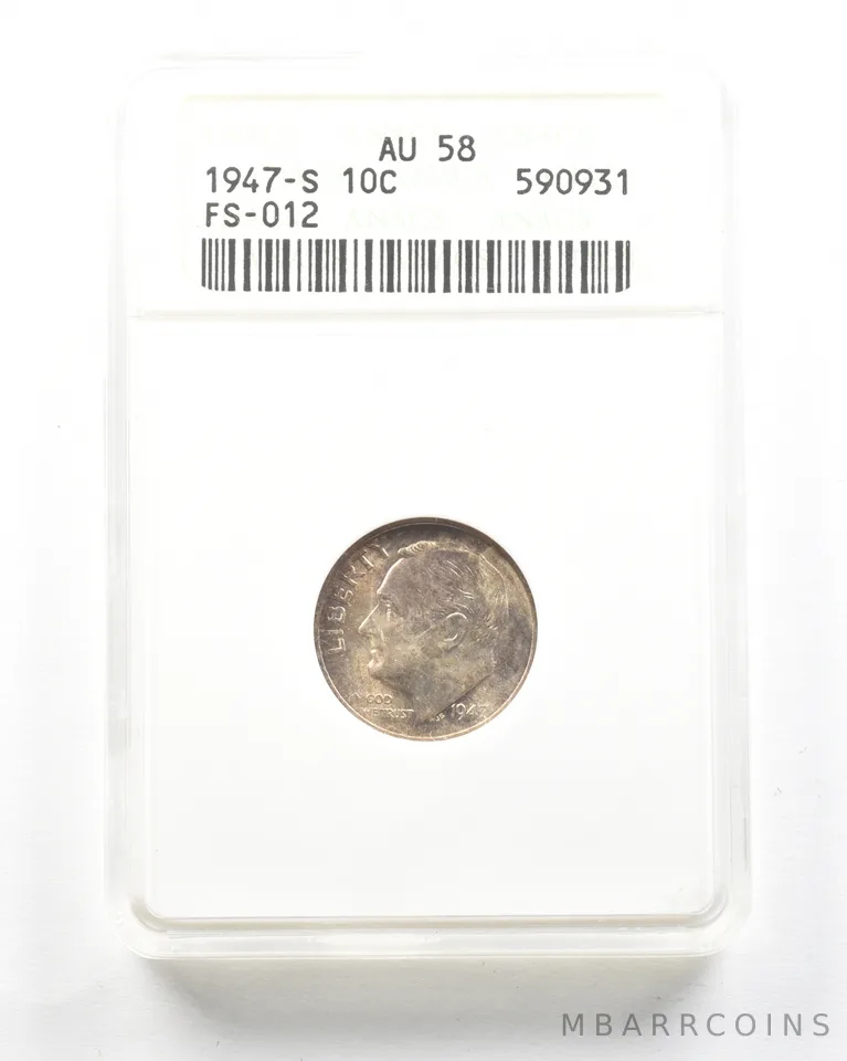 1947-S Roosevelt Dime FS-012 AU58 ANACS *2025