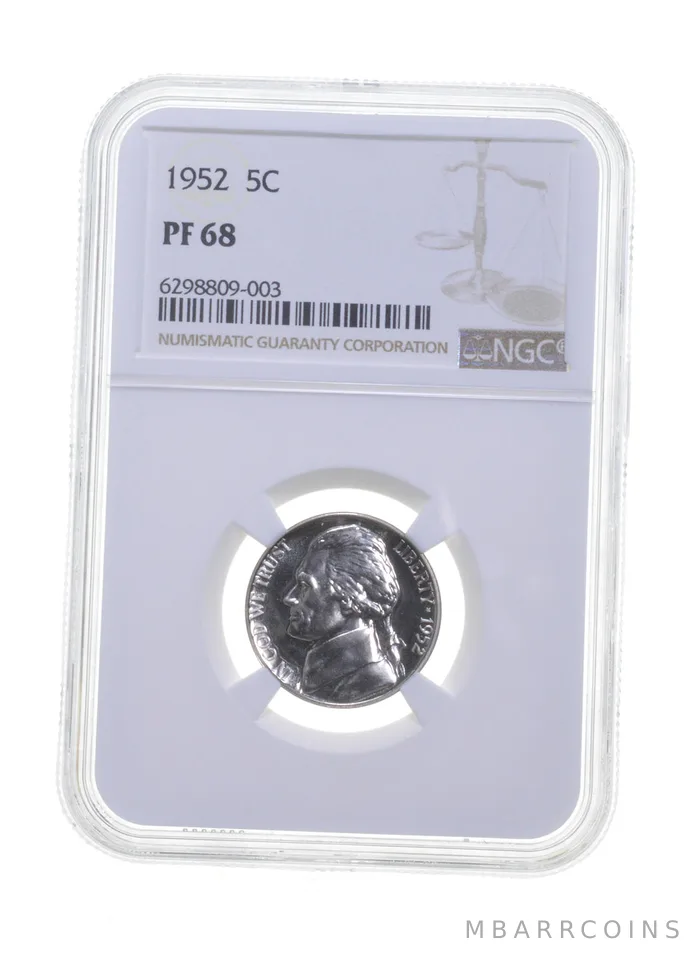 PF68 1952 Jefferson Nickel - Graded NGC a6076