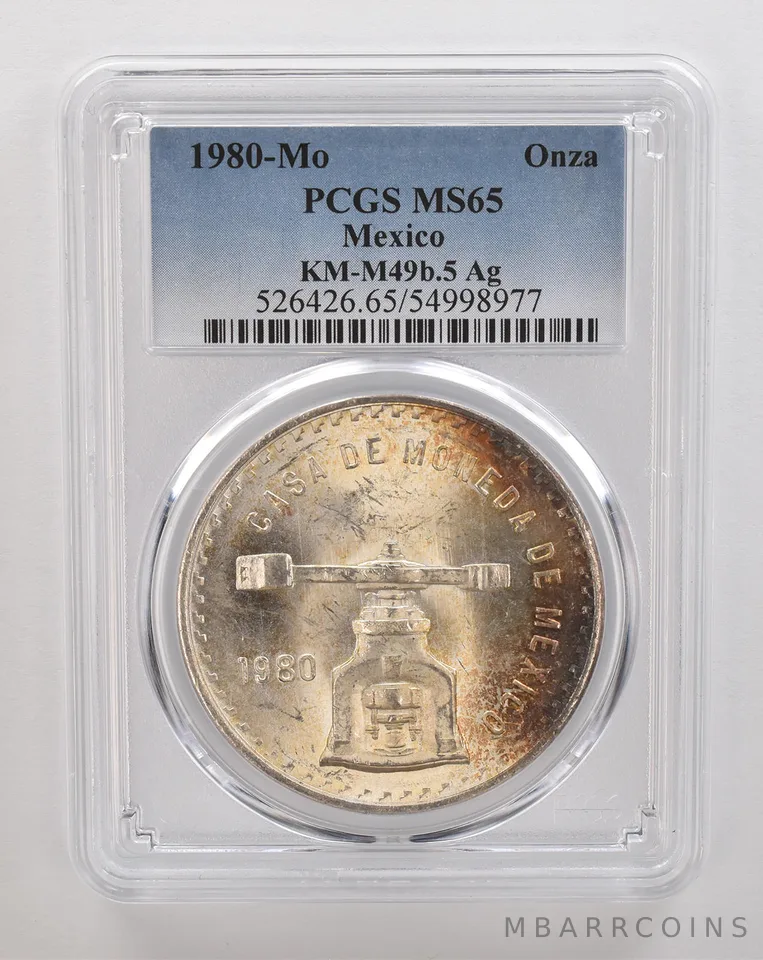 1980 Mo Mexico 1 Onza Silver KM-M49b.5 MS65 PCGS Beautiful Tone *4335