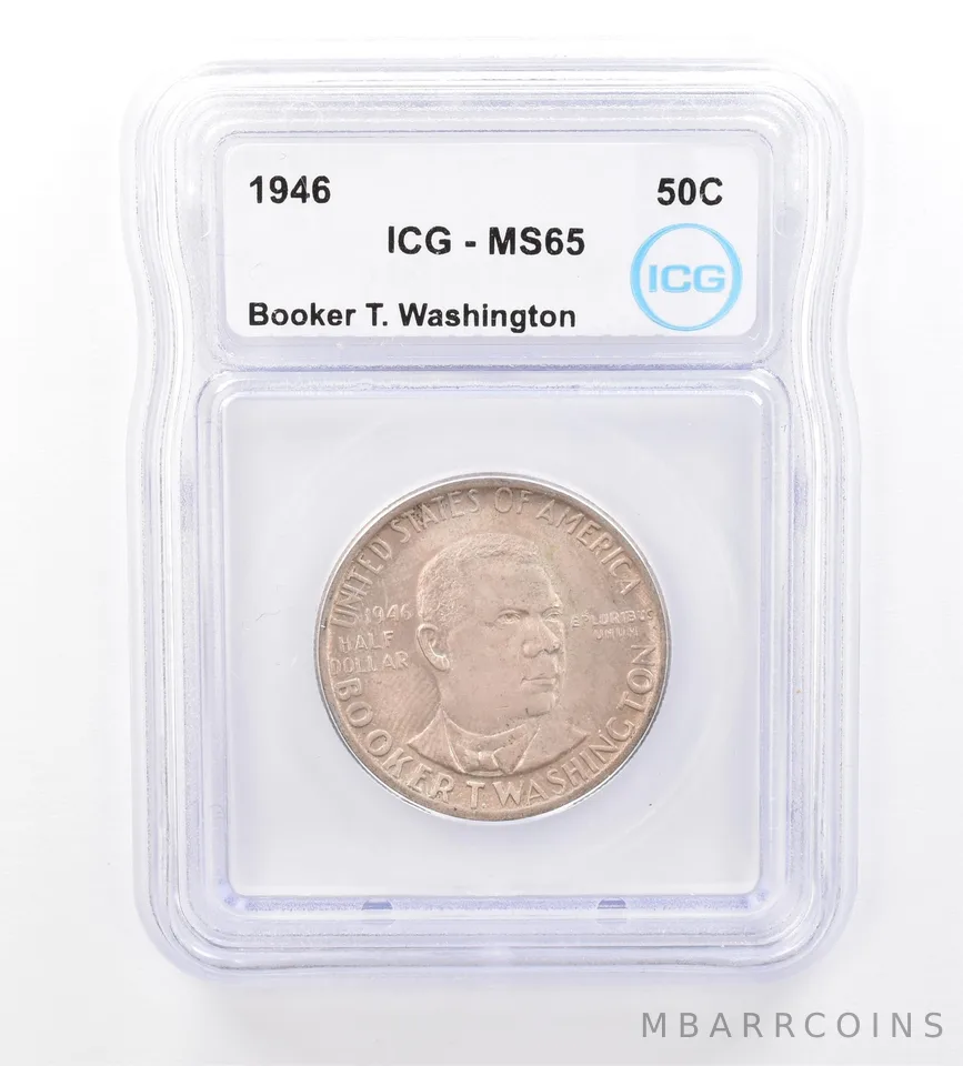 1946 Booker T Washington Commemorative Half Dollar MS65 ICG Beautiful Tone *1626