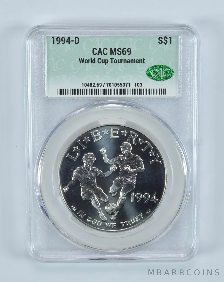 1994-D World Cup Soccer Commemorative Silver Dollar MS69 CAC CACg