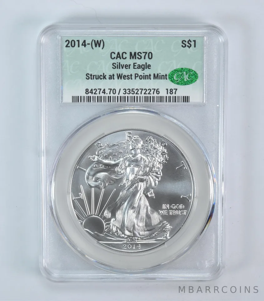 2014-(W) American Silver Eagle Struck At West Point MS70 CAC CACg