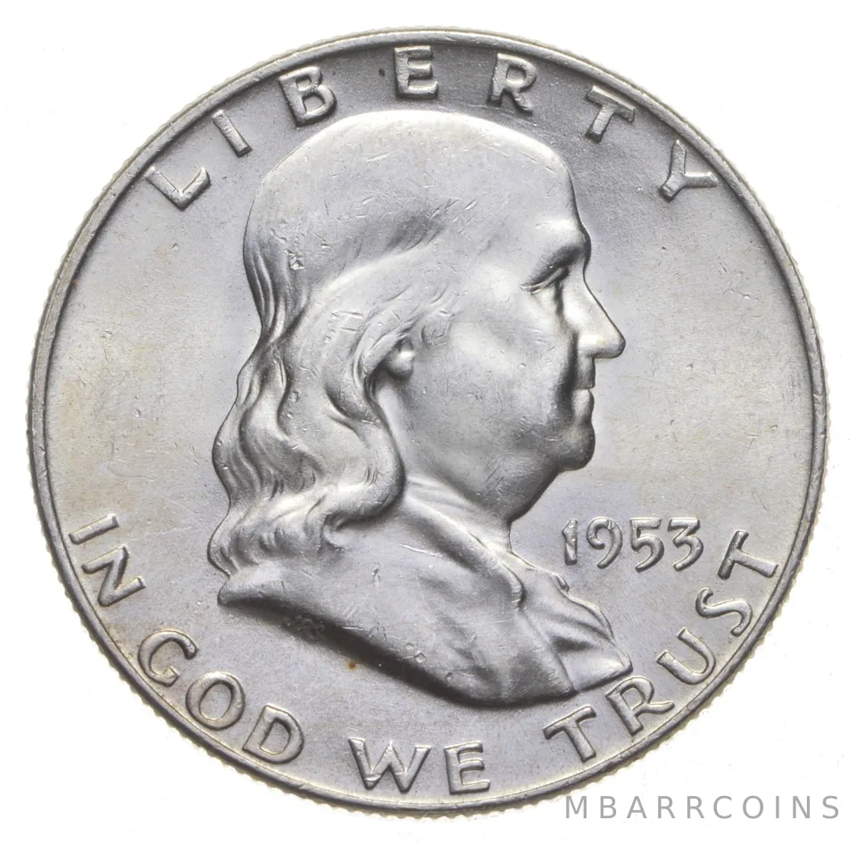Choice Unc 1953-P Franklin Half Dollar Gem BU From Original Roll