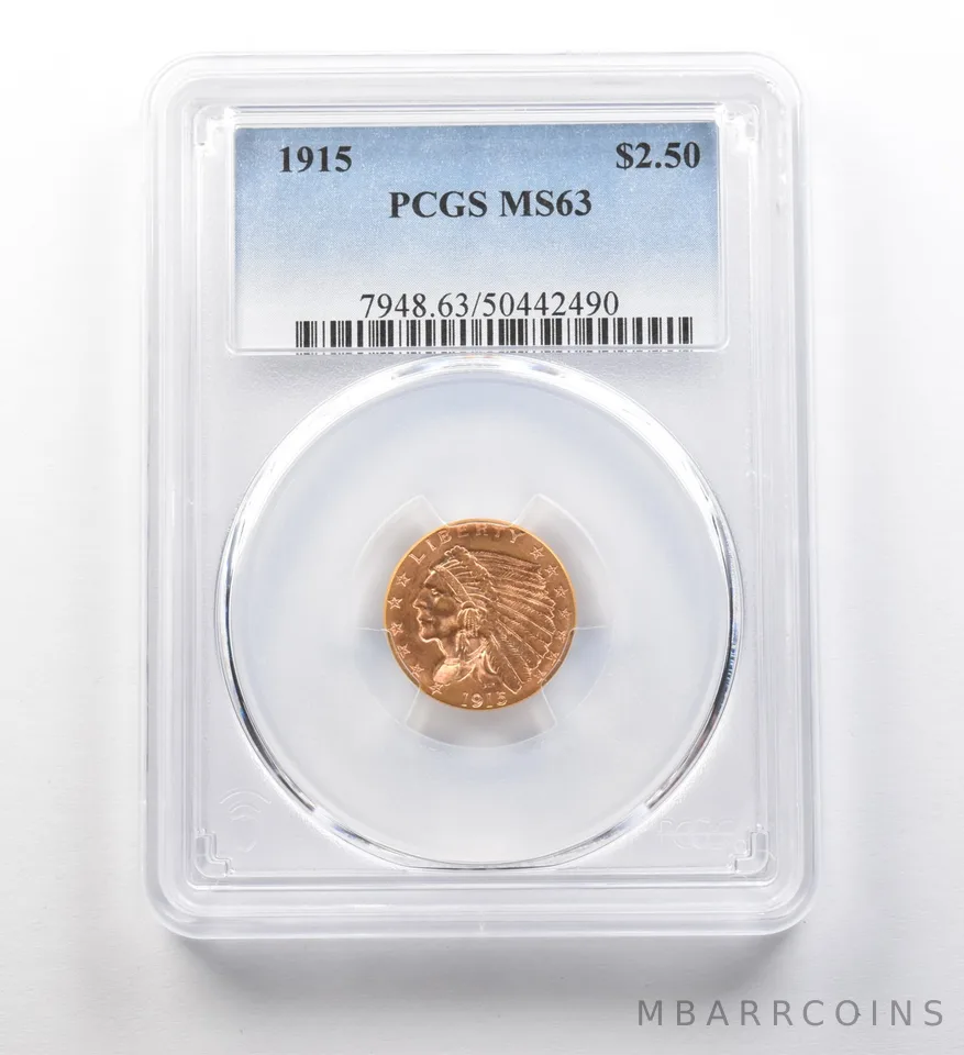 1915 $2.50 Indian Head Gold Quarter Eagle MS63 PCGS *8141