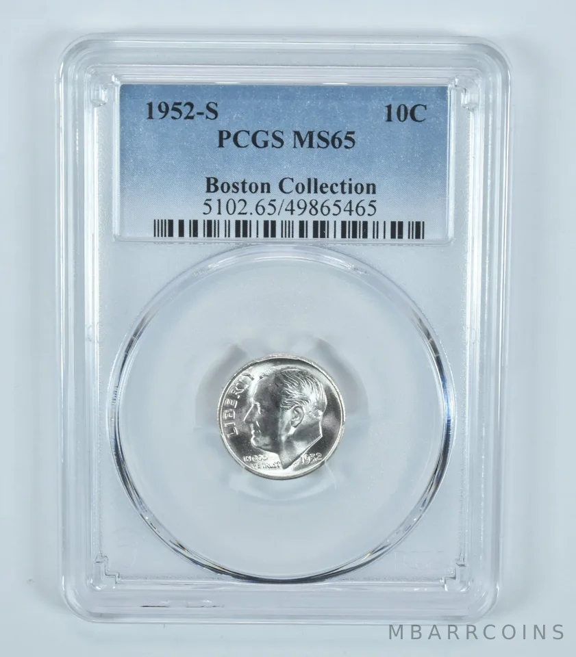 1952-S Roosevelt Dime Boston Collection MS65 PCGS Blue Label