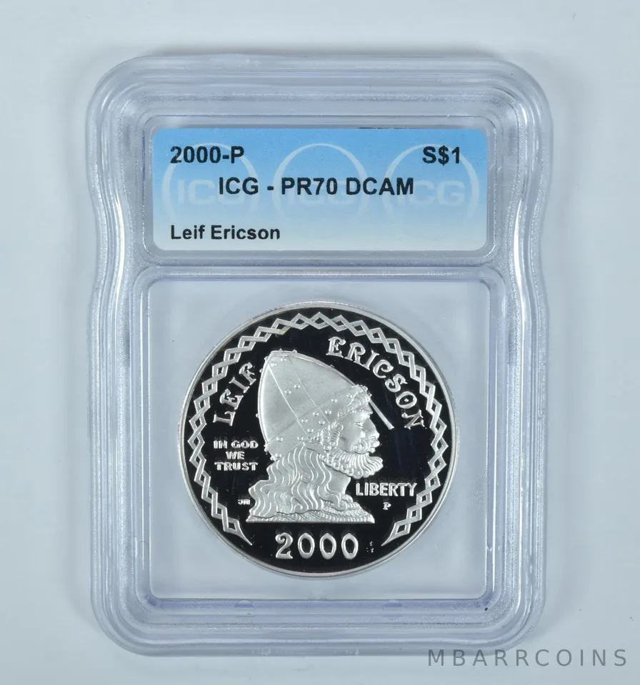2000-P Leif Ericson Commemorative Silver Dollar PR70 DCAM ICG