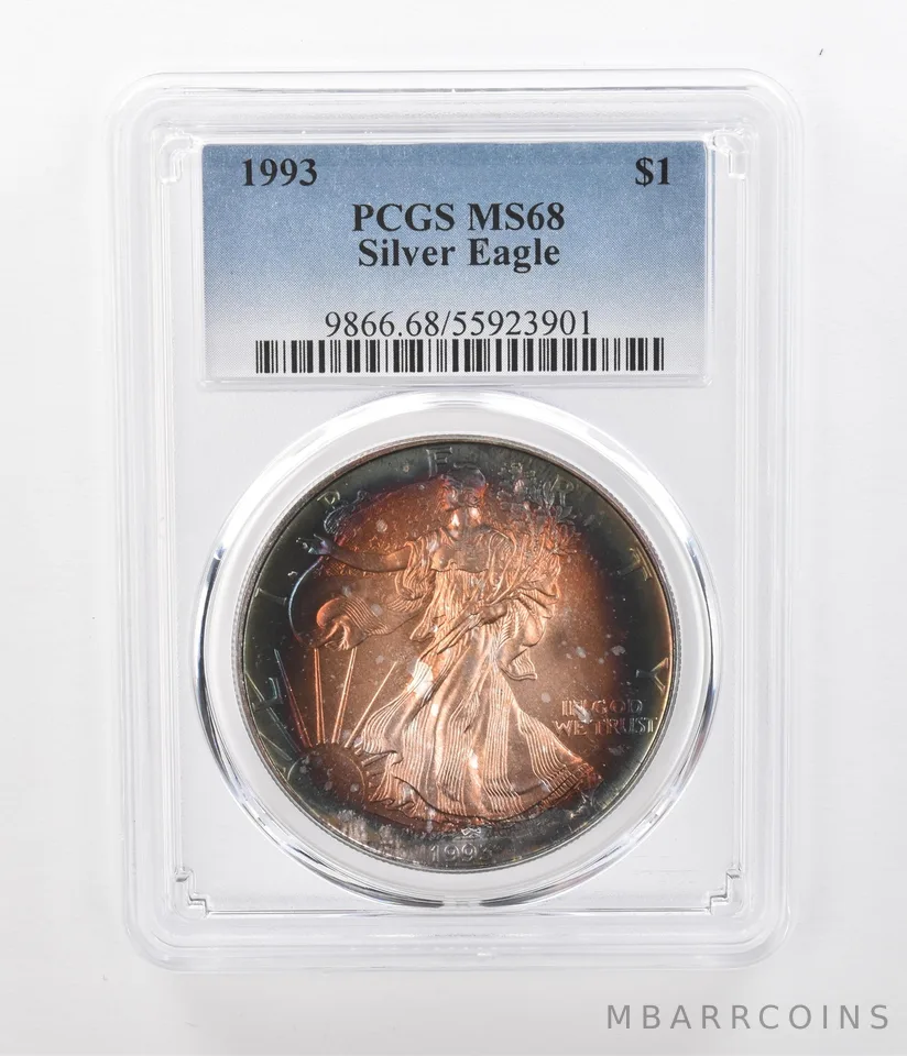1993 American Silver Eagle MS68 PCGS Beautiful Tone a1266