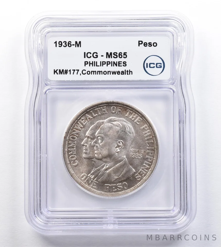 1936 M Philippines Peso Commonwealth KM#177 MS65 ICG *2031