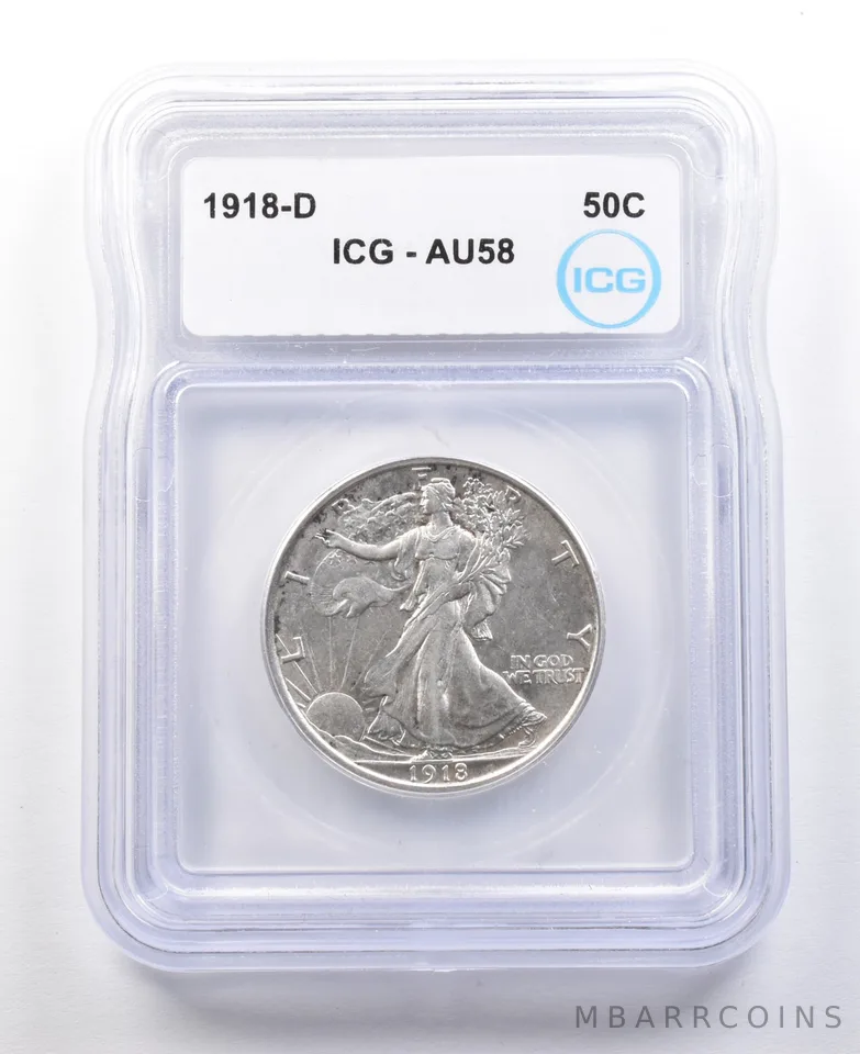 1918-D Walking Liberty Half Dollar AU58 ICG *2886
