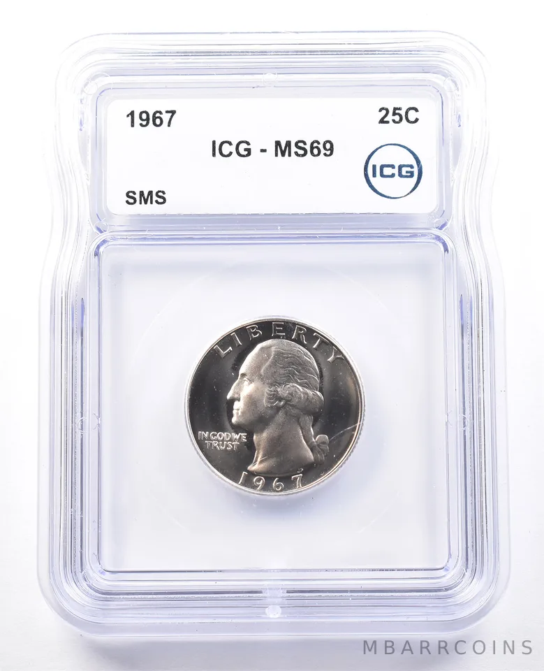 1967 Washington Quarter SMS MS69 ICG