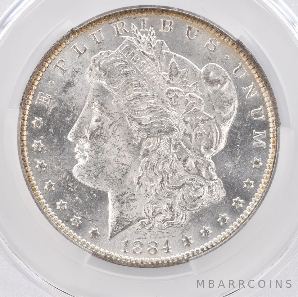 1884-O Morgan Silver Dollar MS61 CAC CACg Beautiful Tone Reverse *1621