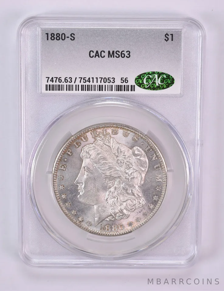1880-S Morgan Silver Dollar MS63 CAC CACg