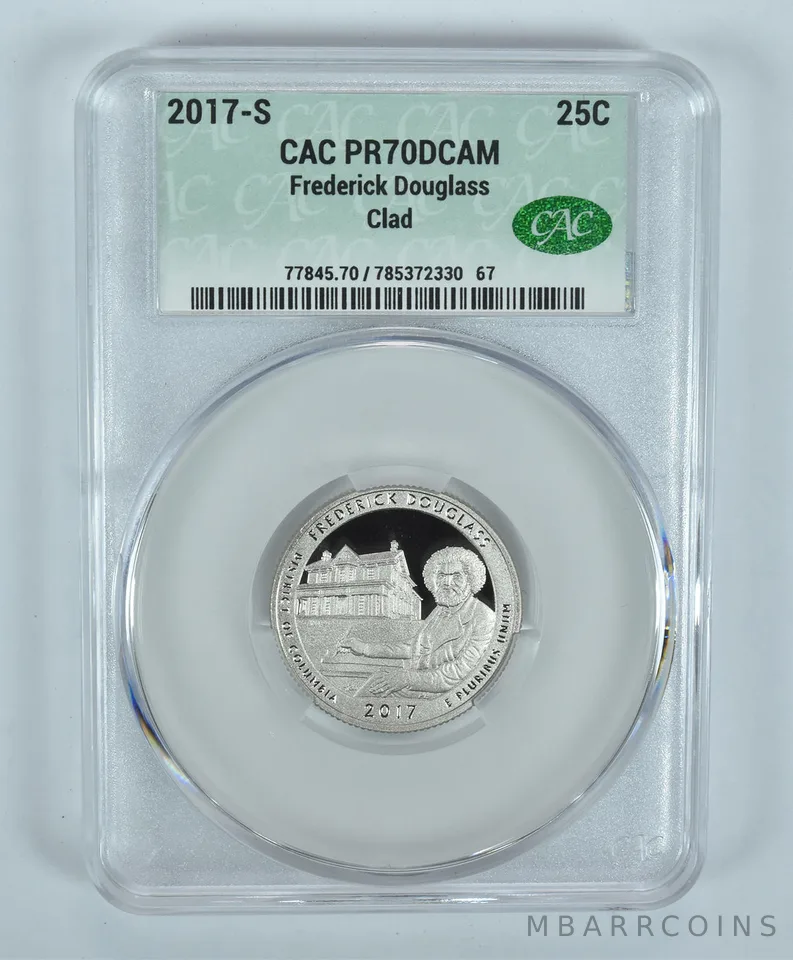 2017-S Washington Quarter Frederick Douglass CLAD ATB PR70 DCAM CAC CACg