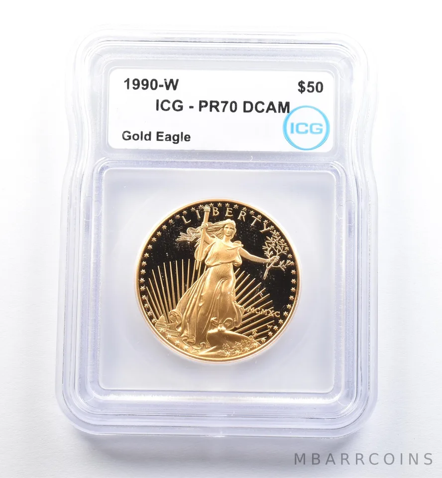 1990-W $50 American Gold Eagle 1 Oz Gold PR70 DCAM ICG
