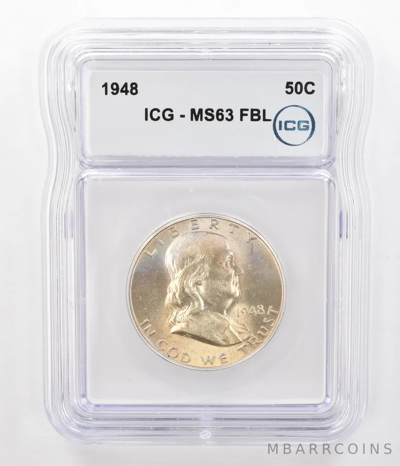 1948 Franklin Half Dollar MS63 FBL ICG Beautiful Tone *5179