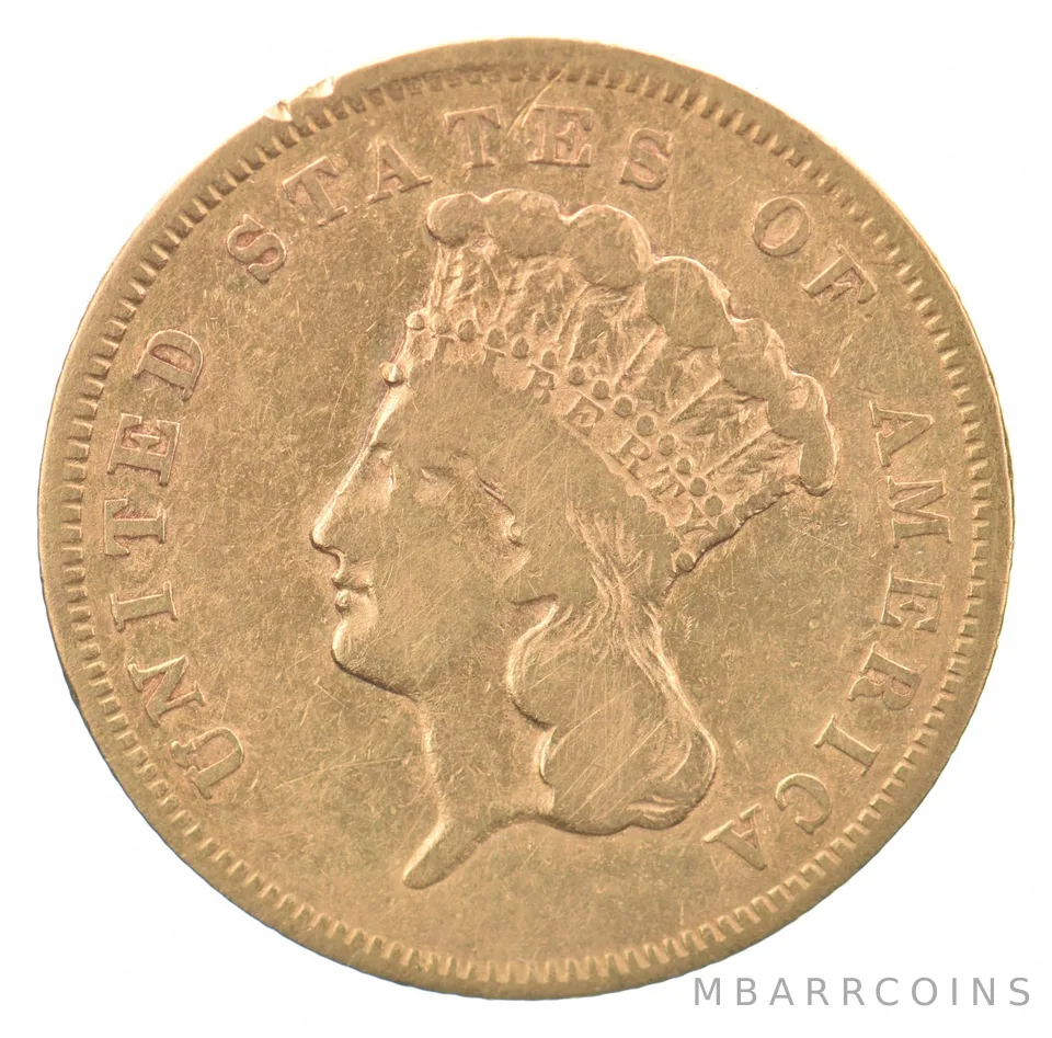 1856-S $3 Indian Princess Head Gold Three Dollars a9104