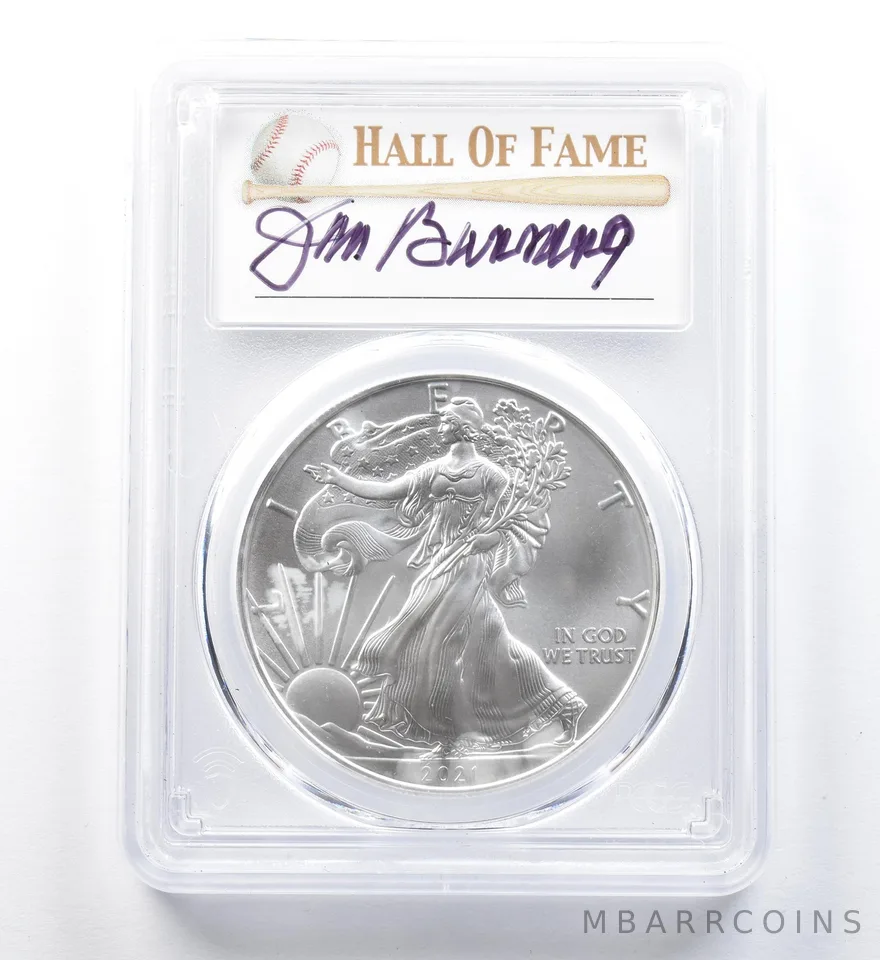 2021 American Silver Eagle Type 1 Jim Bunning FDOI MS70 PCGS *1255
