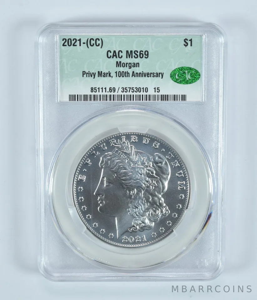 2021-CC Privy Morgan Silver Dollar 100th Anniversary MS69 CAC CACg