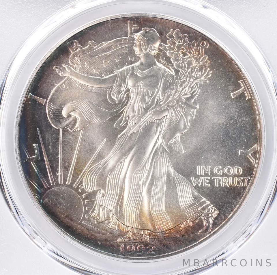 1992 American Silver Eagle MS68 PCGS Beautiful Tone *1298