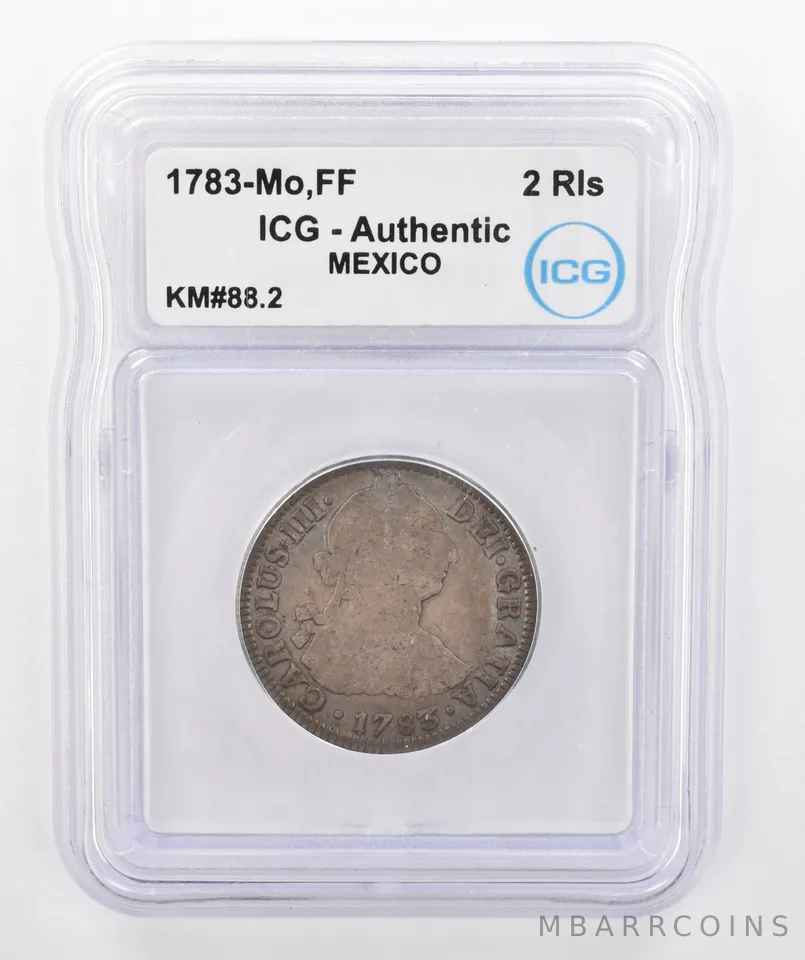 1783 Mo FF Mexico 2 Reales KM#88.2 Authentic ICG Beautiful Tone *0282