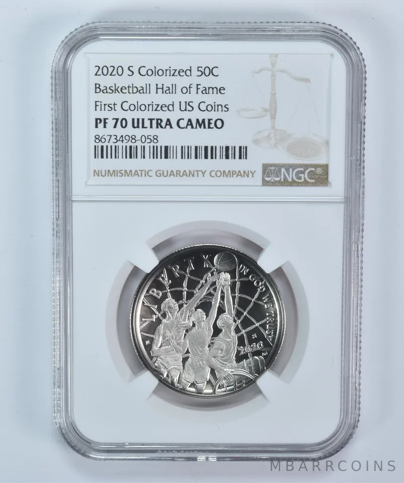 2020-S Basketball Hall Of Fame Commemorative Half Dollar Colorized PF70 UCAM NGC
