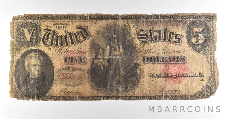 1907 $5 Legal Tender Red Seal Large Note Fr#91 *4577
