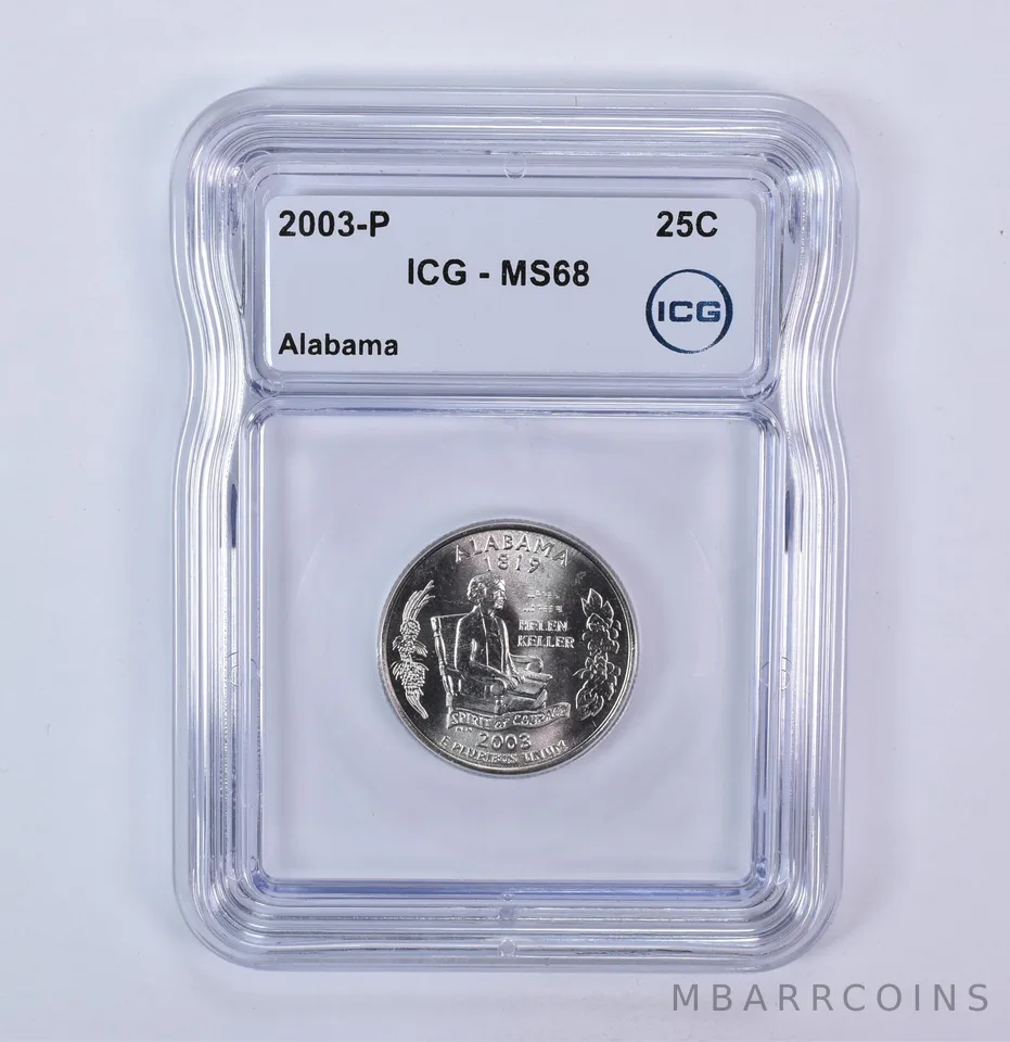 2003-P Washington State Quarter Alabama MS68 ICG