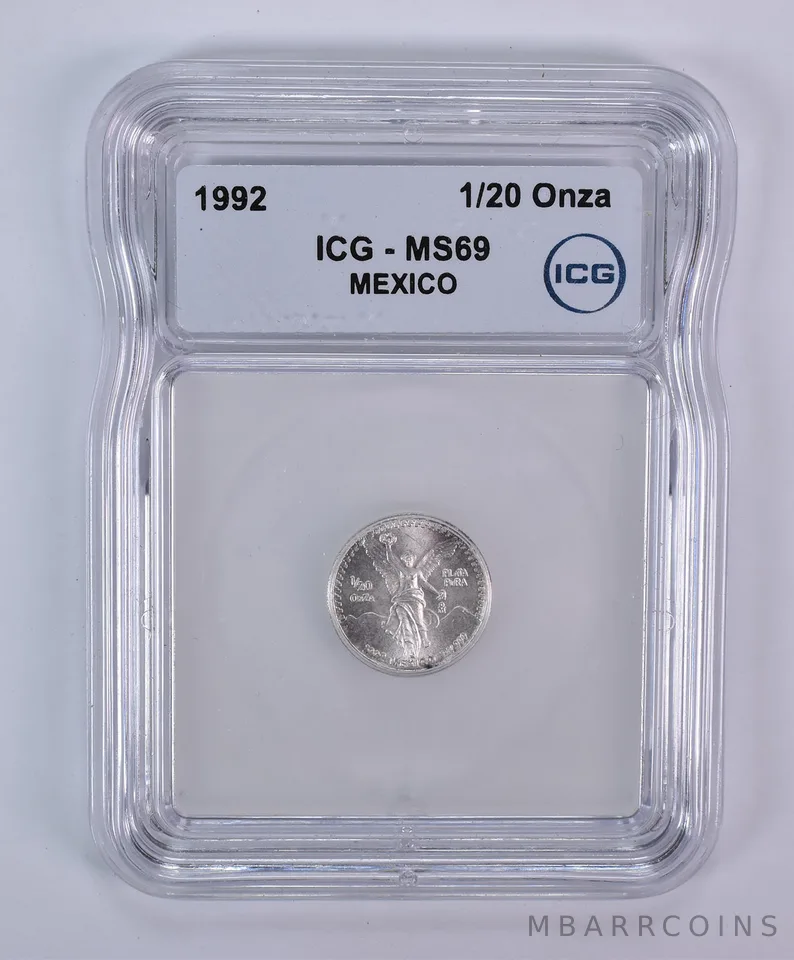 1992 Mo Mexico 1/20 Onza Silver Libertad MS69 ICG