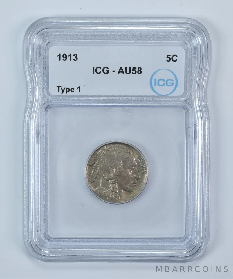 1913 Indian Head Buffalo Nickel Type 1 AU58 ICG