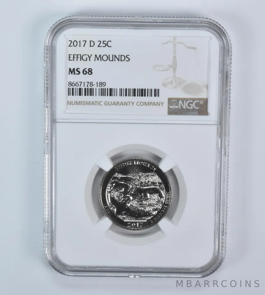 2017-D Washington Quarter ATB Effigy Mounds MS68 NGC