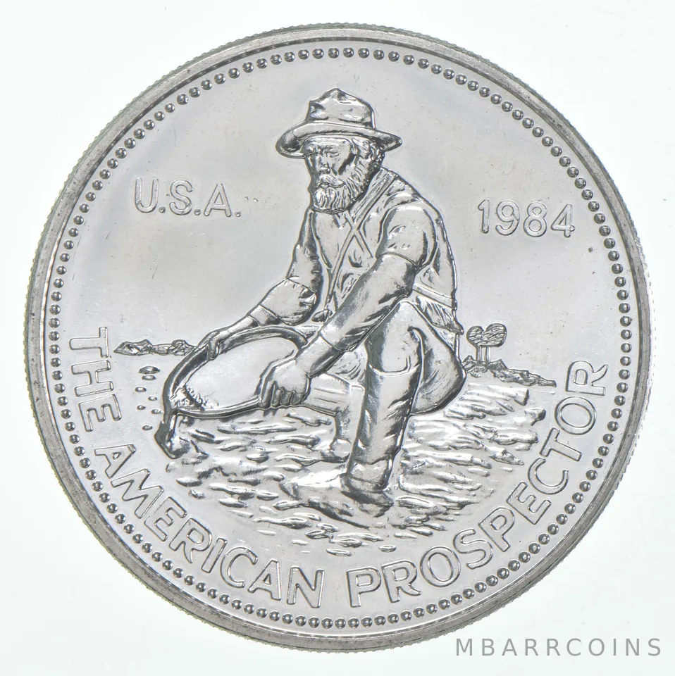 1984 1 Troy Oz .999 Silver Engelhard American Prospector Round "E" Back