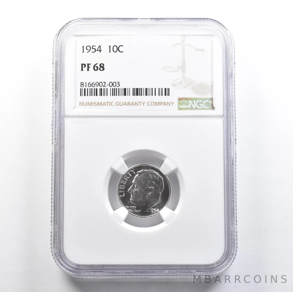 1954 Roosevelt Dime PF68 NGC PQ Cam Look *7641